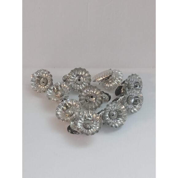 Vtg Christmas Tree Candle Clips 9 Ornament Silver Metal Holders Tree Decorations - Picture 1 of 7